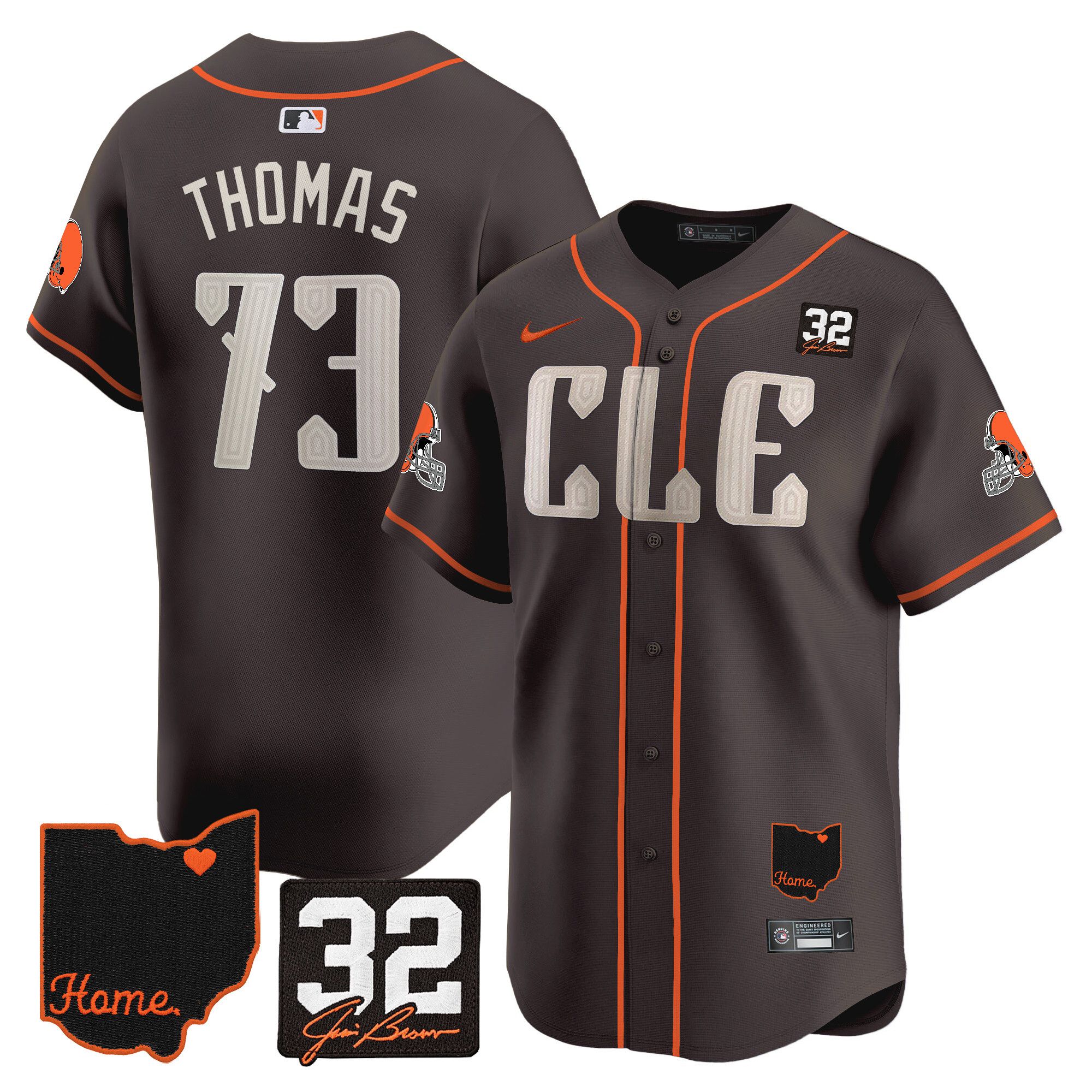 Men Cleveland Browns 73 Thomas Brown Home Patch Vapor Premier Limited 2024 Nike NFL Jersey